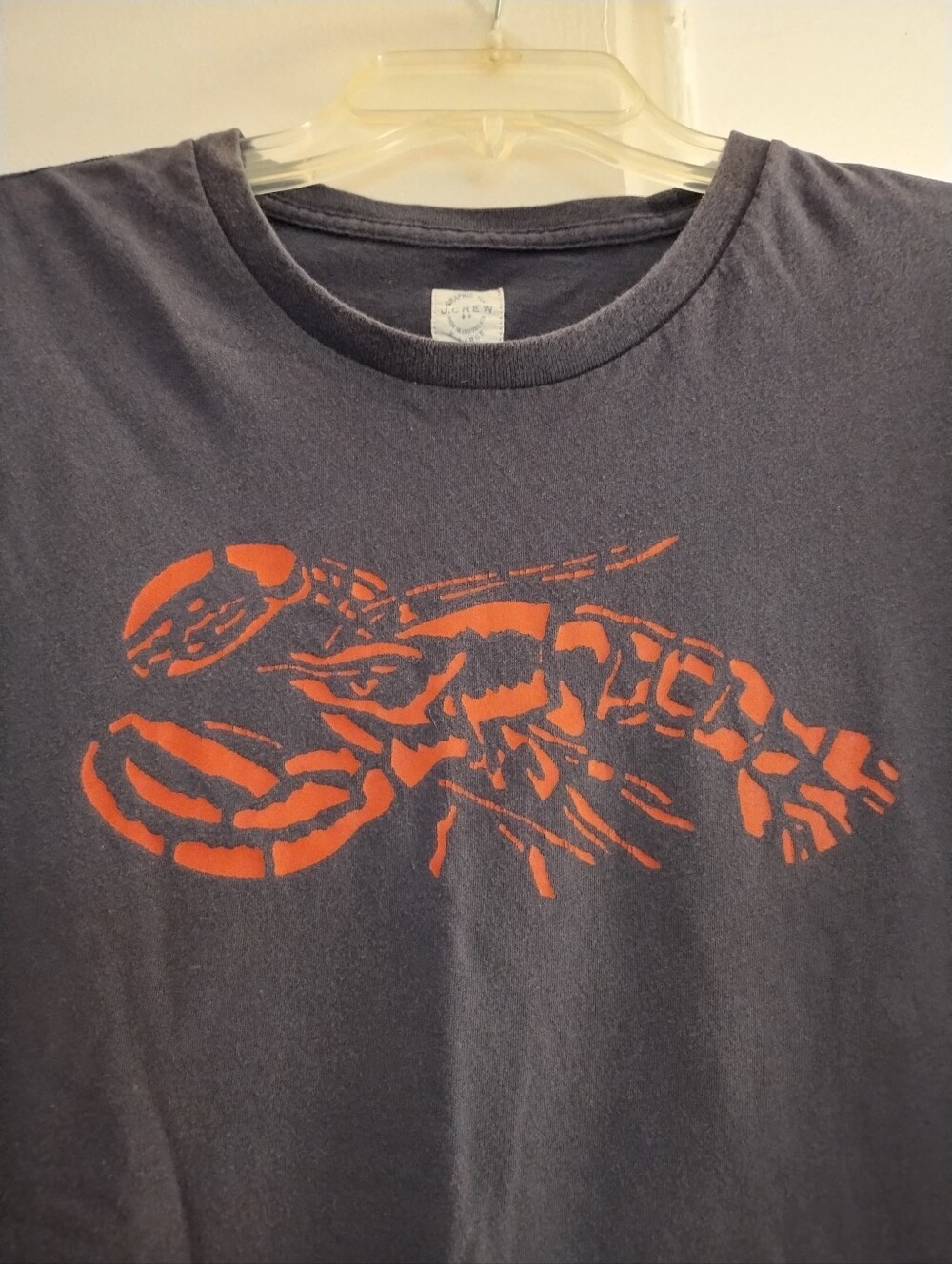 Men's J. Crew Cotton Short Sleeve Dark Navy Graphic T-Shirt With Red Lobster XL